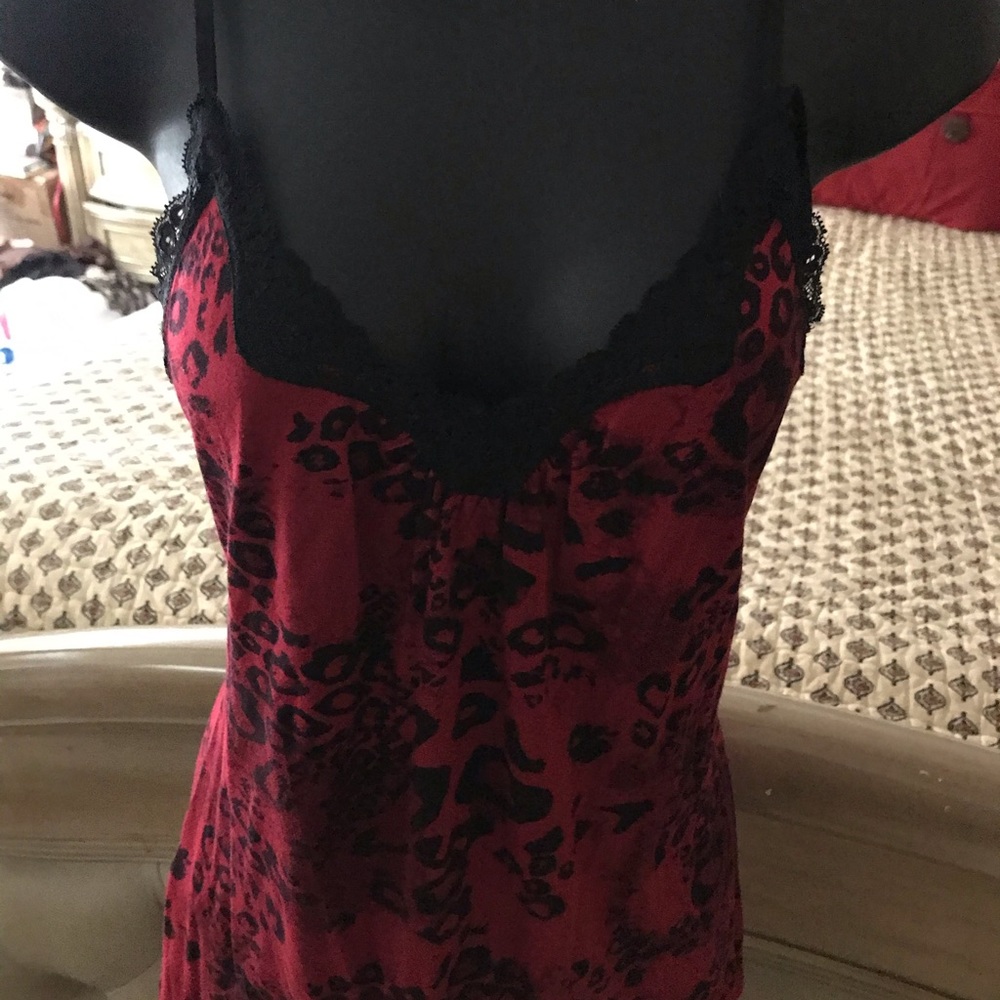 Express Red Leopard Tank Top Large
